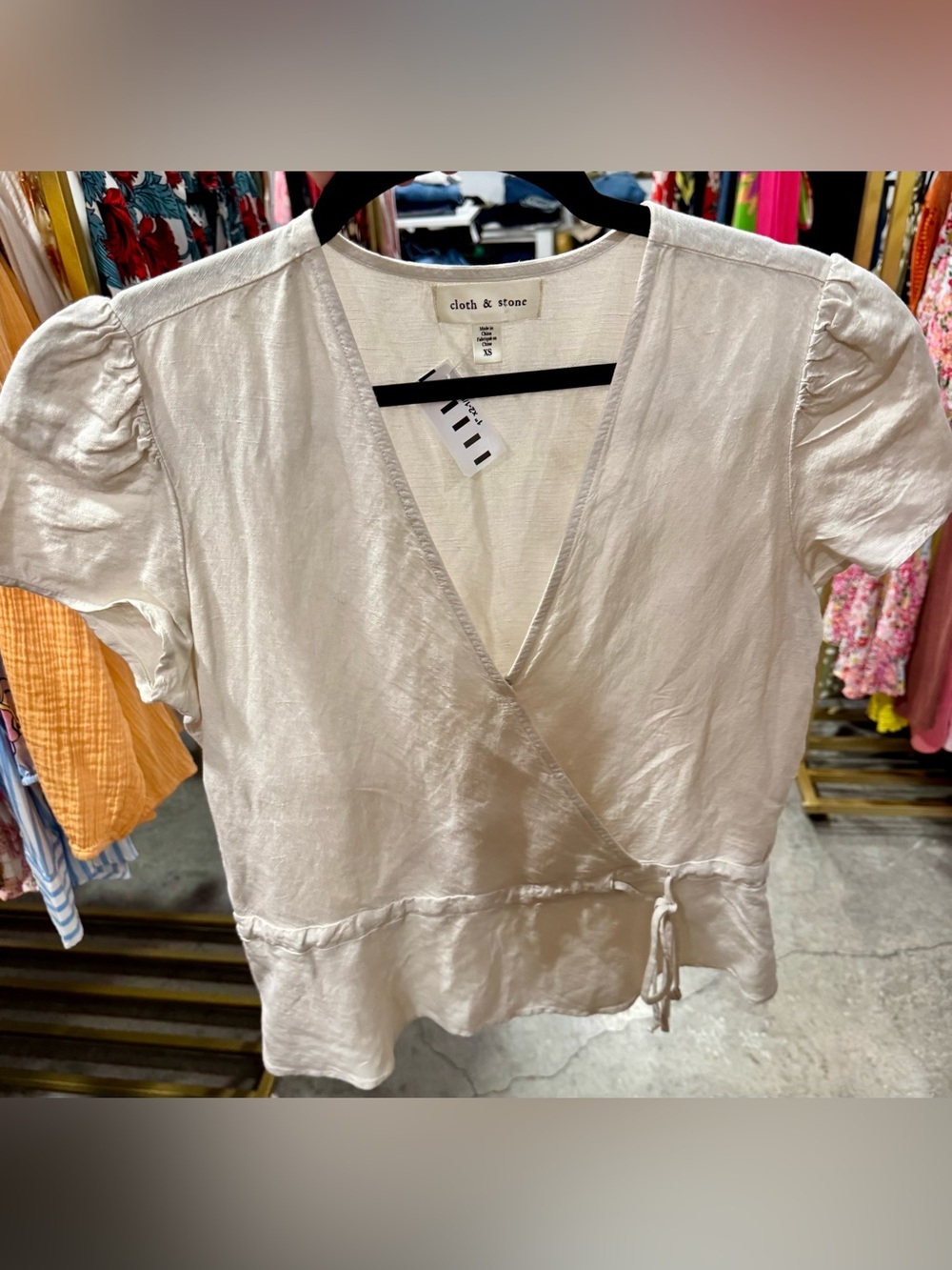 cloth & stone Light Cream Satin Wrap Blouse